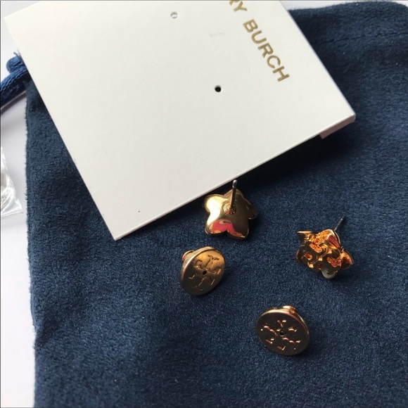 New! Tory Burch Floral & Logo Earring - Picture 6 of 6